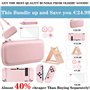 OLDZHU Étui de Transport Rose pour Nintendo Switch - 10 en 1 Accessoires Pack Roses avec Couverture de Protection Dure,Protecteu