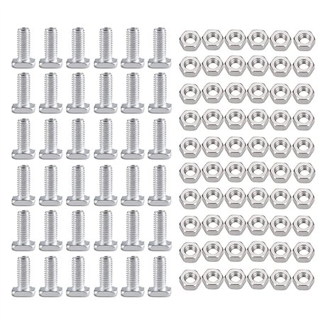 CYUaoao 50 Paires M6 x 12mm Écrous et Boulons de Serre en Aluminium Argenté 50 Pièces Boulons Outils pour Serre à Tête Carée 50