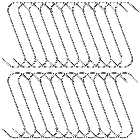 Aililong Lot de 22 crochets de boucher en acier inoxydable - 15 cm de long et 3 mm d'épaisseur - Pour la transformation de la vi