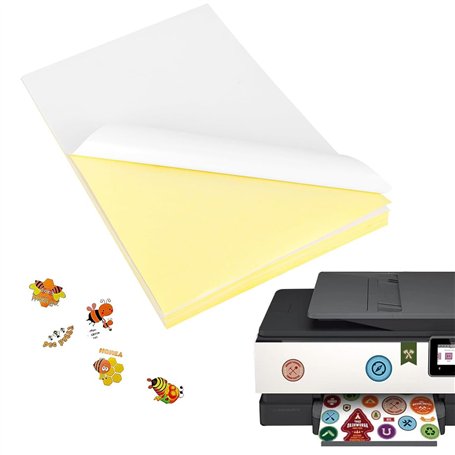 YOYEAH Lot de 40 feuilles de papier autocollant imprimable A4 – Film vinyle autocollant pour imprimante à jet d'encre