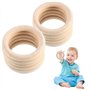 Aililong Lot de 10 anneaux de dentition en bois de 70 mm pour bébé - Couleurs naturelles - Pour enfants