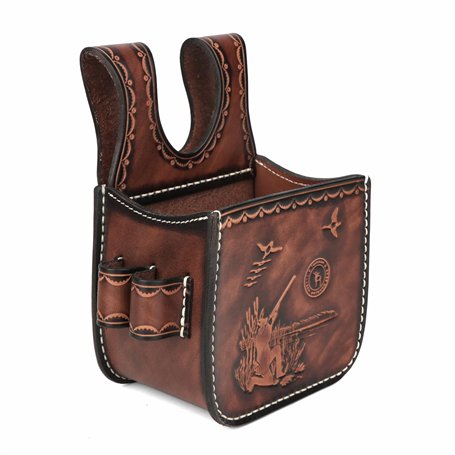 TOURBON Pochette de Cartouche en Cuir de Luxe pour Sac de tir de Skeet de piège de Fusil de Chasse Porte-munitions 12GA/16GA