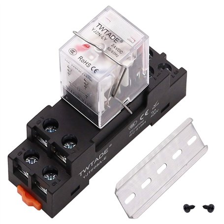 TWTADE DC 24V Relais de Puissance électromagnétique Relais D'indicateur de Bobine DPDT (2NO 2NC) à 8 Broches Avec Prise YJTF08A-