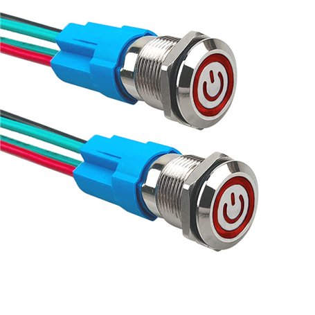 Aiqeer 2 Pièces 12 mm Commutateur Bouton-Poussoir Auto-Bloquant