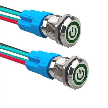 Aiqeer 2 Pièces 12 mm Commutateur Bouton-Poussoir Auto-Bloquant