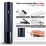Tire-bouchon électrique pour bouteille de vin - Rechargeable avec coupe-capsule et câble USB - Noir