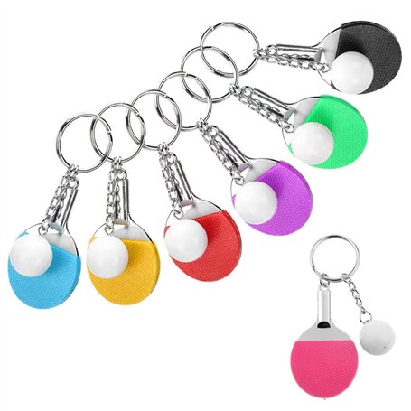 7pcs Mini porte-clés de tennis de table porte-clés mini ping-pong avec raquette de tennis de table Anneau Pendentif Keychain Tro