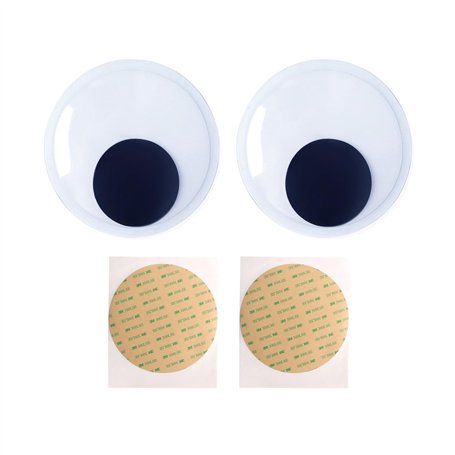 Qaixwuyi 2 Pièces Grands Yeux Ronds Yeux Faits Main Yeux Autocollants Yeux Plastique 15mm Oeil Décoratif Autocollant Grands Yeux