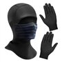 1 Capuche Résistante Au Froid Et 1 Paire De Gants Noirs