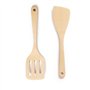 Spatule Bois en Hêtre Lot de 2 Ustensiles de Cuisine Bois Anti-Rayures pour Mélanger
