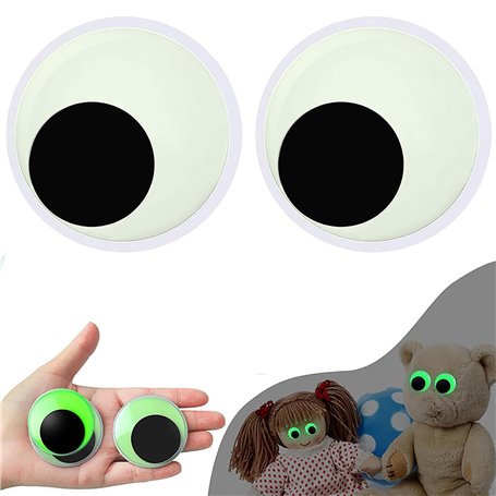 YouXiaor Grand Yeux Mobiles Autocollants Adhésifs en Plastique Yeux Mobiles Ronds Noirs Loisirs Créatifs Lumineux Dans la Nuit A