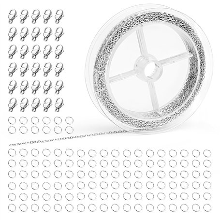 UWOBEFO 10M Chaine pour Bijoux Argent Chaîne de Câble de Liaison Chaine au Metre Bijoux 2X3mm Chainette pour Bijoux Chaîne de Câ