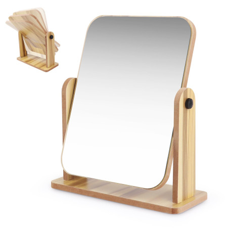 Bois Transparent Haut Miroir Petit Miroir Sur Pied à 360 ° Miroire Miroir de Table Rotatif à 360 Degrés Miroir a Poser Haut Miro
