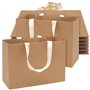 Lot de 8 sacs cadeaux en papier kraft épais marron avec poignées larges - Sacs de courses réutilisables pour fêtes d'anniversair