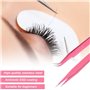 Pince à Cils, 2 Pcs Pince Extension Cils et 1 Brosse à Cils, Kit Pince Extension Cils, Pincettes à Épiler à Bouts Droit et Courb