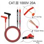 Cordon de Test de Multimètre Sondes de Mesure de Multimètre avec Pinces Crocodiles Câble de Test pour Multimètre 1000V / 20A