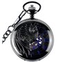 Unendlich U Infinite U Aigle/Ange/Phénix Bleu Chiffre Romains Cadran Mécanique Montre de Poche Squelette en Acier Pendentif Coll