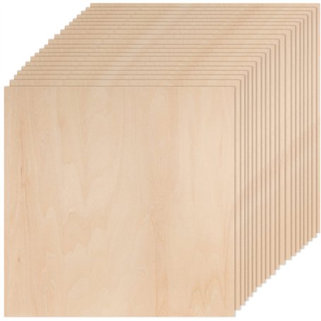 ZEONHAK Lot de 20 feuilles de bois carrées de 25