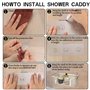 Panier de Douche Acier Inoxydable, étagère de Douche sans Perçage, Panier Support Étagère Organisateur à Suspendre de Salle de B