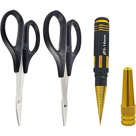 CENPEK Alésoir de carrosserie RC 0-14 mm Perforatrice avec manchon et ciseaux incurvés et ciseaux droits Ensemble de montage de