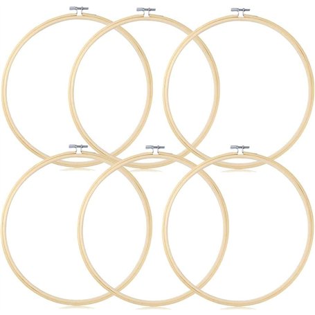 TOKERD 6 pièces 20cm Cercle à Broder Bambou Anneau de Broderie Bois Réglable Cerceaux de Broderie Rond Cross Stitch Hoop Set Cer