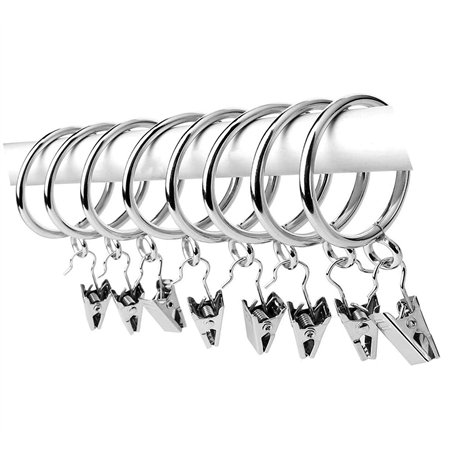 Anneaux de Rideau en métal 20 Pinces à Rideaux en métal Anneaux de Rideau de 38 mm avec Pinces Anneaux de Rideaux antirouille An