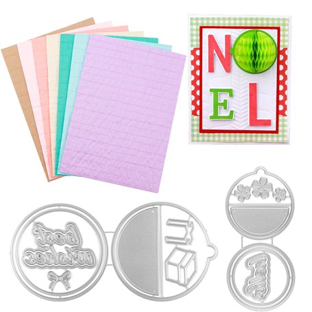 OTCRAFT Lot de 9 blocs de papier nid d'abeille et matrices de découpe rondes avec aimants blancs pour loisirs créatifs 3D et car