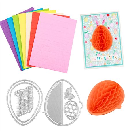 OTCRAFT Lot de 8 blocs de papier nid d'abeille et œufs de Pâques avec emplacement magnétique pour loisirs créatifs 3D et cartes