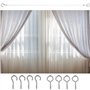 2M Blanc Cable Rideau,Cable pour Rideaux Câbles de Rideau avec 4 Pièces Crochets et 4 Pièces Yeux œillets,Corde Suspendue Kit po