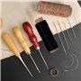 GIDWRIY Kit Couture Cuir, 2 Pcs Fil Ciré pour Cuir Marron Noir, avec Aiguille Cuir Main et Alene pour Cuir, Outils pour Coudre l