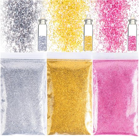 Volhuluk 150g Poudres de Paillettes Argent Rose Doré