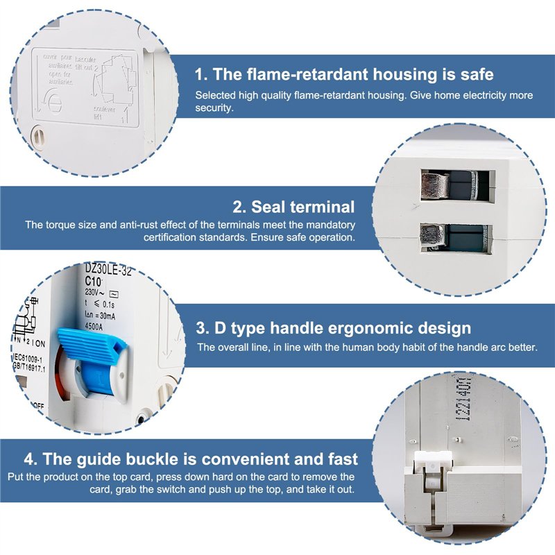 Disjoncteur Différentiel FI/LS 1P+N 10A 30mA AC - Protection Surcharge Et Fuite - Rail DIN