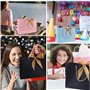 Lot de 6 sacs cadeaux en papier avec ruban d'arc, grands sacs cadeaux avec anse pour anniversaire, mariage, festival, Noël, 28 x