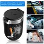 Cendrier Voiture Avec Couvercle Cendrier: LED Voyage Cendrier Voiture Portable en Acier Inoxydable Avec, Cendrier Auto-extinguib