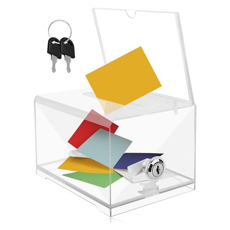 Boîte à dons en acrylique - Boîte à propositions - Urne de choix - Boîte à dons : Nizirioo acrylique - Tirelire avec clé verroui