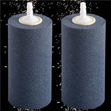 Lot de 2 pierres à air pour aquarium - 10 cm - Grand diffuseur de bulles d'air Airstones - Tuyau de 4 mm/6 mm - Pierre à gazéifi