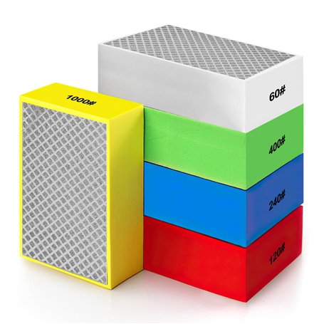 GOMETY Lot de 5 blocs de ponçage diamantés à la main - Bloc de ponçage diamanté - Bloc de ponçage pour verre - Pour le ponçage d