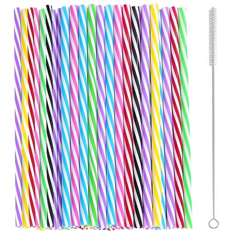 50 Pièces Pailles Réutilisables avec 1 Brosses de Nettoyage