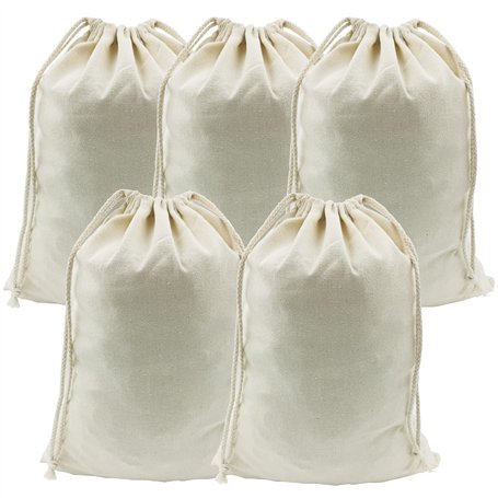 DUGYIRS 5 Pièces Sac en Coton avec Cordon de Serrage 30cm x 40cm
