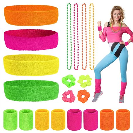 Riisoyu 20 pièces Bandeau Fluo Annee Sportifs
