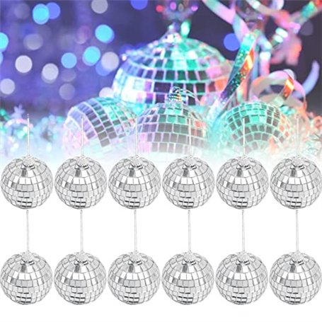 Snowtain Boule À Facettes 3cm Argent Boule à Facettes Disco Miroir Boule pour la Décoration de Noël Vacances Fête Décoration(12