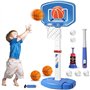 Erixazs Panier Basket Enfant & T Boule Ensemble,Panier de Basket à Hauteur Réglable pour Intérieur Extérieur,Tee Ball Set Jouets