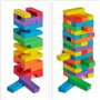 Lot de 48 blocs de construction en bois - Tour vacillante multicolore, empilable - Jeu de société, éducatif, classique - Pour to