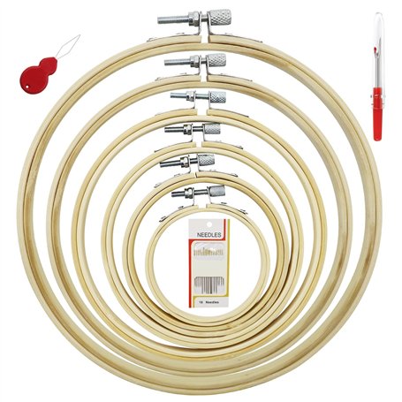 Lot de 6 cadres à broder ronds en bambou