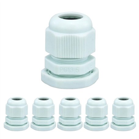 Lot de 6 presse-étoupes M20 étanches - Entrée de câble - Gris - Presse-étoupes réglables - Pour extérieur et jardin