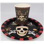 Shamoparty Pirate Skull Thème Vaisselle de Fête, Anniversaire Vacances Fête Décoration Vaisselle Comprend Assiettes, Tasses, Ser