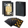 WUGAUWOR Jeu de 54 Cartes en Plastique étanches, 1 Jeu de Cartes Noires, Carte Poker Plastique Professionnel, Cartes à Jouer pou