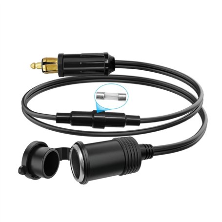 Dexumodbk Adaptateur de prise DIN mâle européen vers prise allume-cigare femelle standard avec fusible 10 A