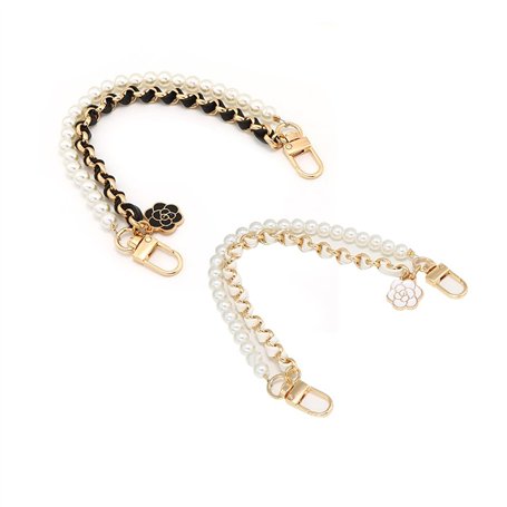 TTPSRY Lot de 2 Chaîne de Rechange de Sac Perle Imitation Chaîne de Sac à Main en Perles pour Pochette ChaîNe de Sac à Bandouliè