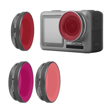 Rankomu TELESIN Kit 3 Filtres Plongée Pour Caméra 9 – Correction Couleur Eau Douce/Mer (Violet, Rouge, Magenta)